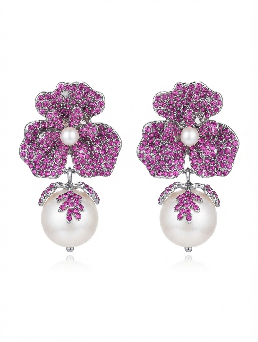VIOLA Vintage Floral Pearl Earrings