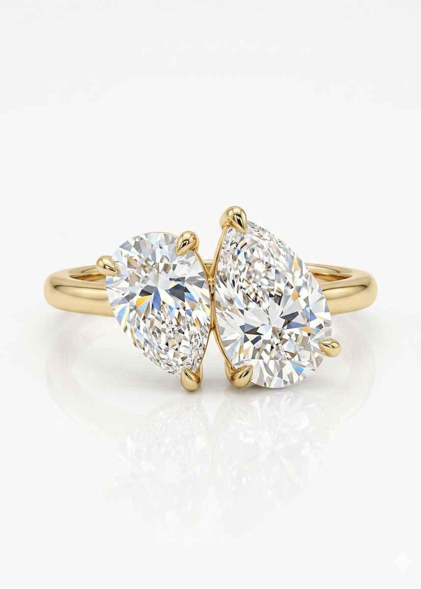 TWIN FLAME Double Teardrop Ring