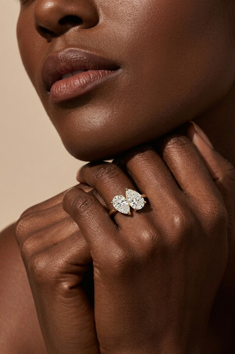 TWIN FLAME Double Teardrop Ring