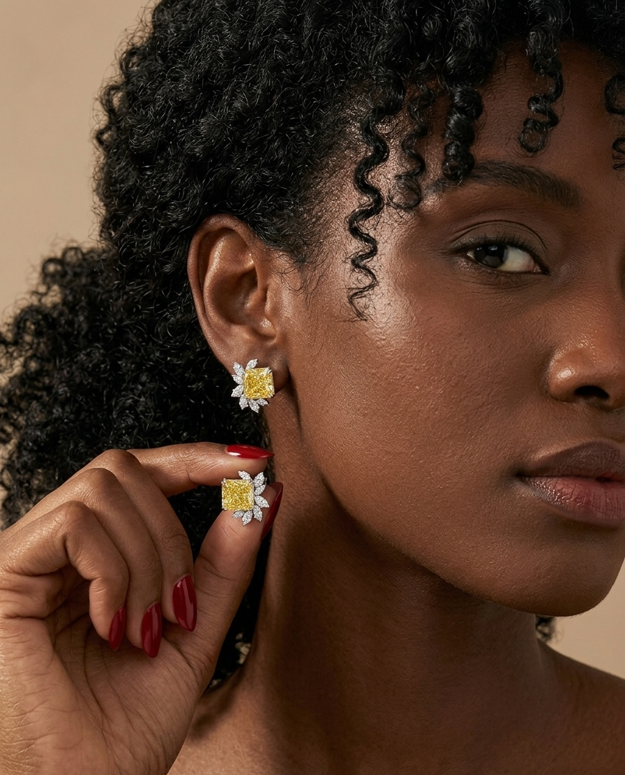 XO Elegant Yellow Stud Earrings