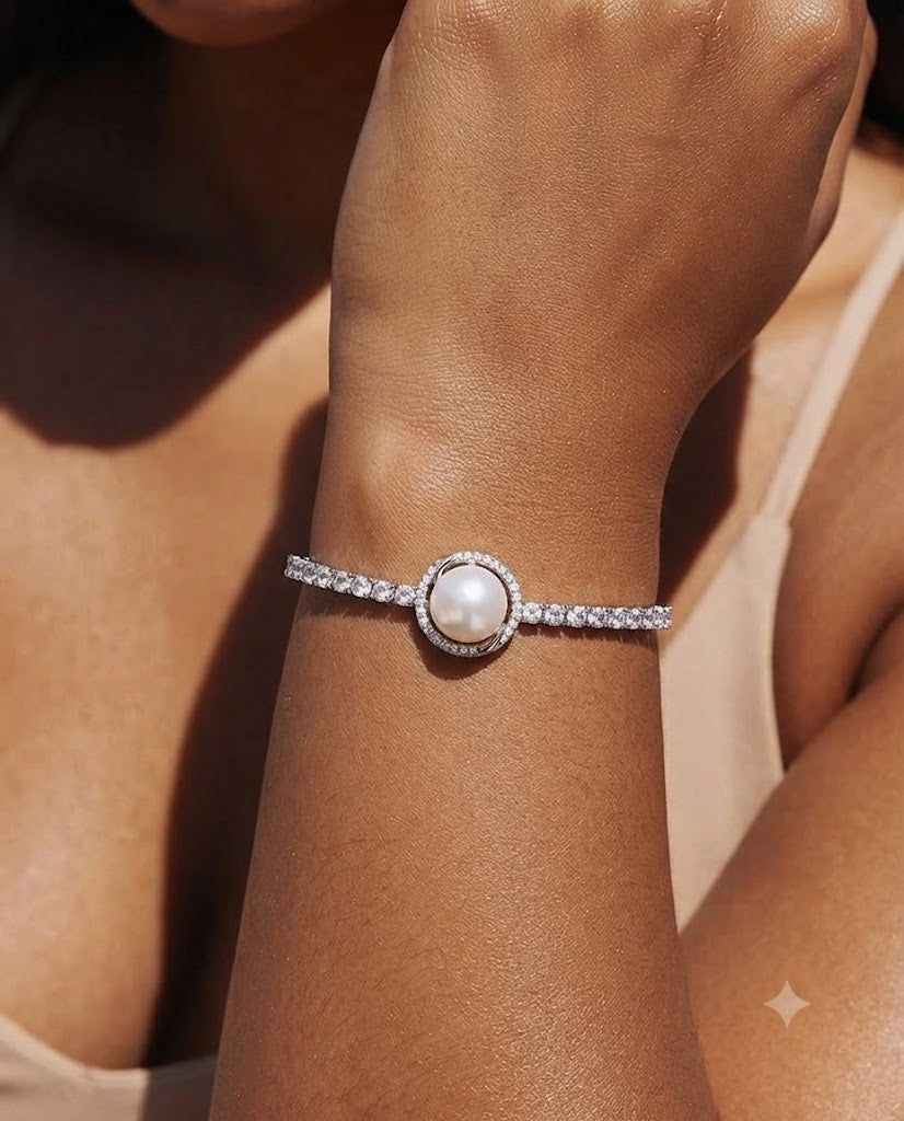 VIVIENNE Round Pearl Tennis Bracelet